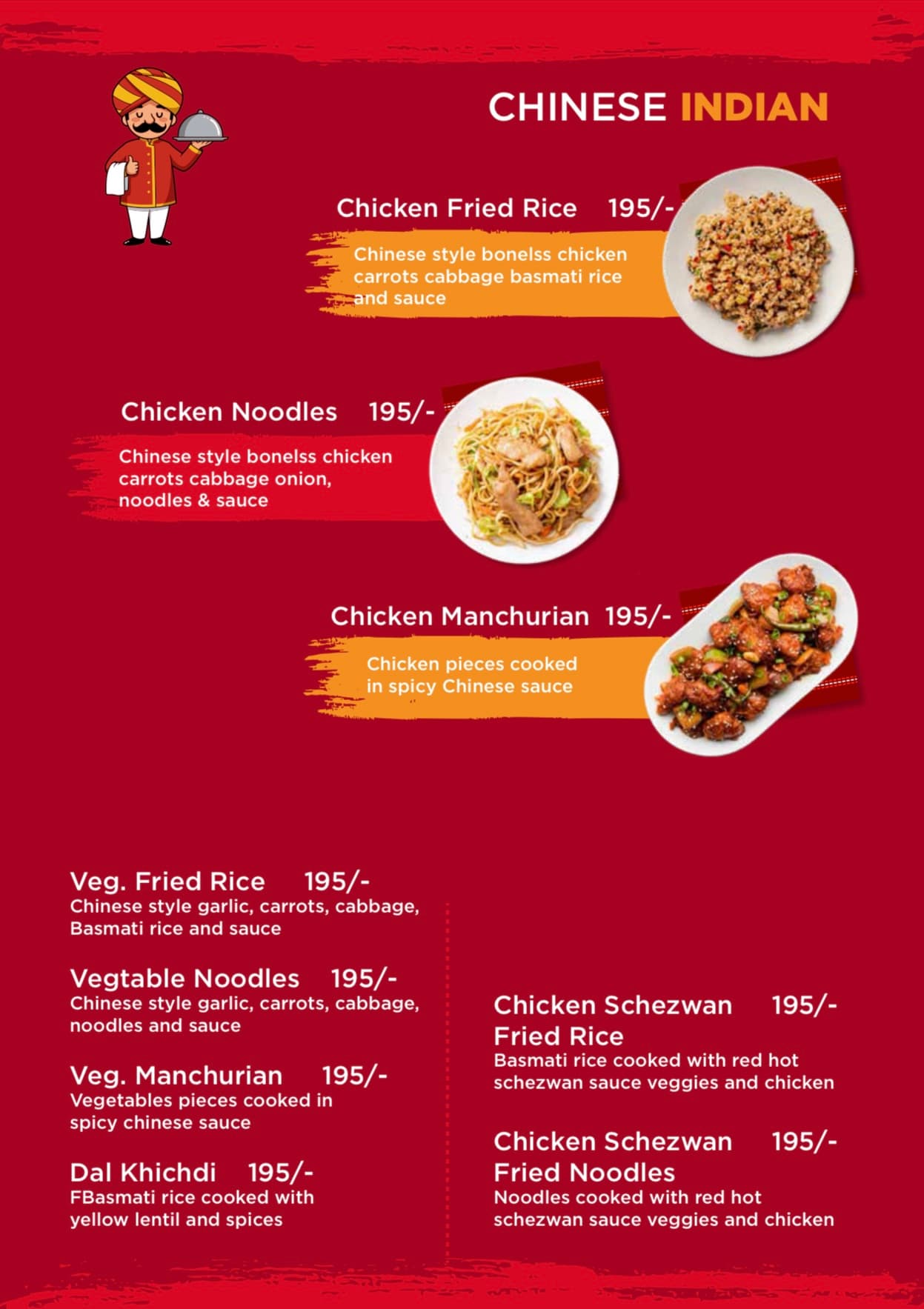 Menu page 7: Chinese-Indian dishes